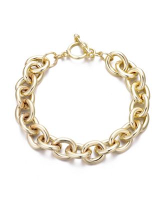 Золотой массивный браслет-тумблер с овальным звеном ADORNIA Gold золотой