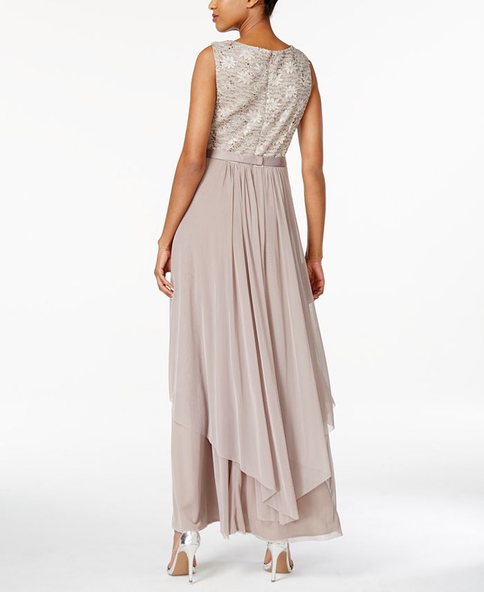 r&m richards sequined lace belted gown and jacket