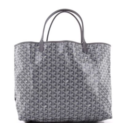 Подержанная сумка Goyard GM Saint Louis Tote из серого холста с покрытием, бывшая в употреблении