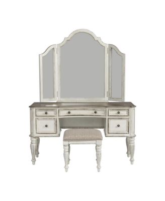 Liberty Furniture Industries, INC Туалетный столик Magnolia Manor, состоящий из 3 предметов, выполнен в античном белом цвете
