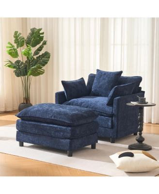 Современное акцентное кресло Streamdale Furniture с пуфиком