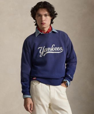 Мужская флисовая толстовка Polo Ralph Lauren с вышивкой Yankees синего цвета