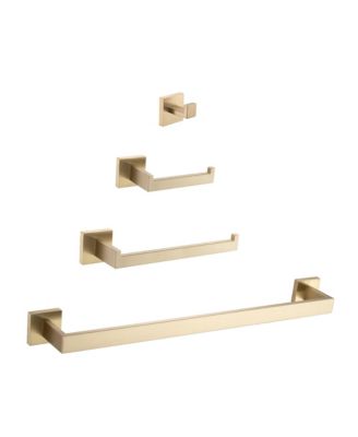 Набор аксессуаров для ванной комнаты RAINSKEN из 4 предметов, вешалка для полотенец, Держатель для туалетной бумаги, вешалка для полотенец для рук и крючок для халата, Нержавеющая сталь