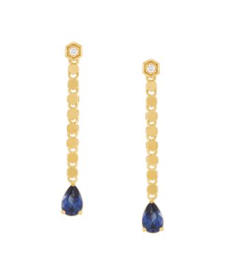 Серьги Macy's с лабораторными сапфирами, 14k позолота