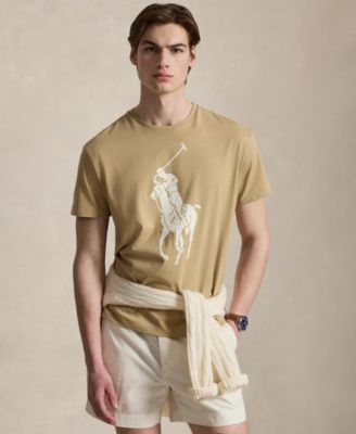Мужская футболка Polo Ralph Lauren с коротким рукавом и рисунком коричнево-бежевого цвета