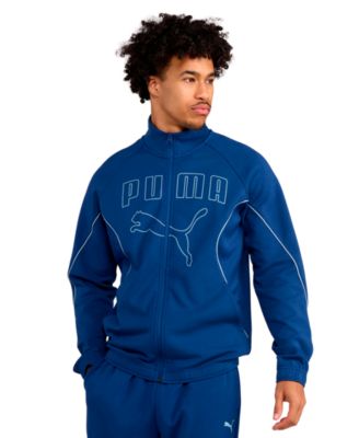 Мужская спортивная куртка Puma из двойного трикотажа на молнии синего цвета