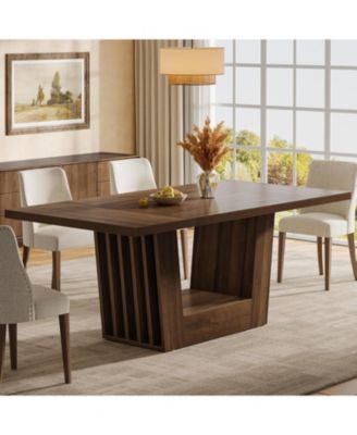 Tribesigns - 63-дюймовый обеденный стол на 4-6 персон, Прямоугольный кухонный обеденный стол в фермерском доме, Деревянная мебель для столовой