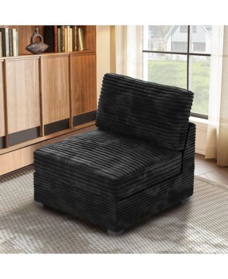Модульный секционный диван Xizzi Modular Middle Seat Module, 32,7-дюймовое среднее сиденье для самодельного комбинированного L-образного дивана, плюшевое вельветовое кресло Loveseat для гостиной черного цвета