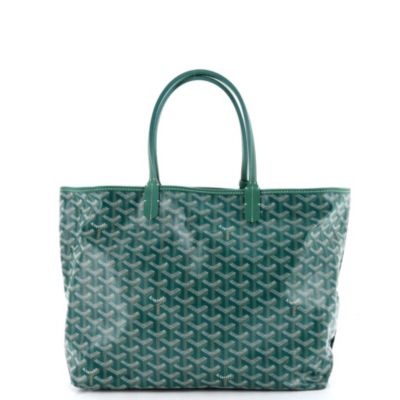 Подержанная сумка Goyard PM Saint Louis Tote из холста с покрытием зеленого цвета
