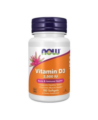 NOW Foods Витамин D3, 2500 МЕ, 180 капсул без цвета