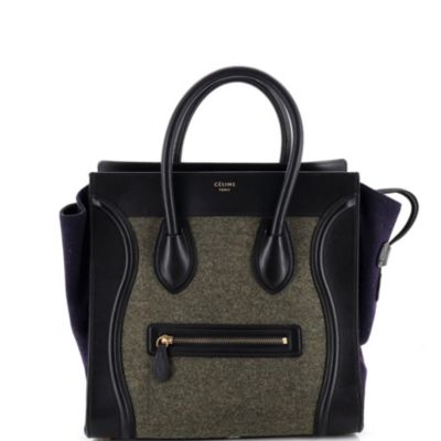 Бывшая в употреблении сумка для багажа Celine Mini Tricolor из фетра черного цвета