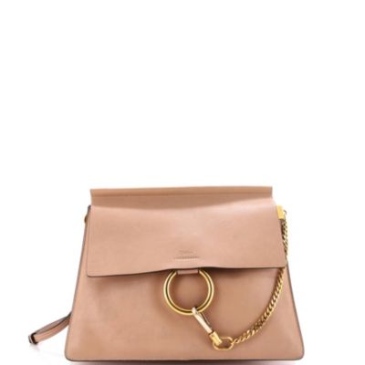 Бывшая в употреблении сумка через плечо Chloe Medium Faye из кожи коричнево-бежевого цвета