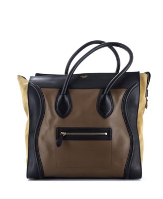 Бывшая в употреблении сумка для багажа Celine Medium Tricolor из коричневой кожи