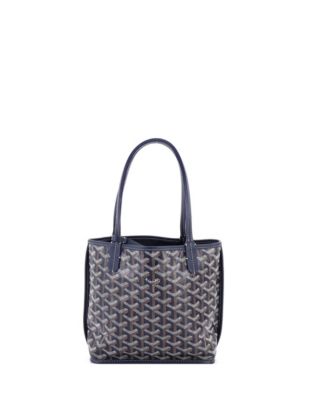 Бывшая в употреблении реверсивная сумка Goyard Mini Anjou из полотна с покрытием синего цвета