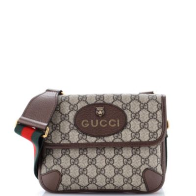 Бывший в употреблении Gucci Small Neo Vintage Flap Messenger GG - Холст с покрытием коричневого цвета