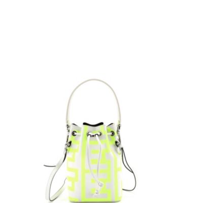 Бывшая в употреблении сумка-ведро Fendi Mini x Marc Jacobs Mon Tresor из желтой кожи с принтом
