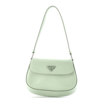 Бывшая в употреблении маленькая сумка Prada Cleo с клапаном через плечо из кожи Spazzolato зеленого цвета