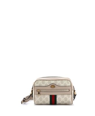 Бывшая в употреблении сумка через плечо Gucci Mini Ophidia из холщовой ткани с покрытием GG коричнево-бежевого цвета