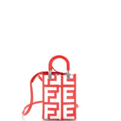 Бывшая в употреблении сумка-шоппер Fendi Mini x Marc Jacobs Sunshine из красной кожи с принтом