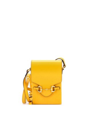 Бывшая в употреблении сумка Gucci Mini Horsebit 1955 через плечо из желтой кожи