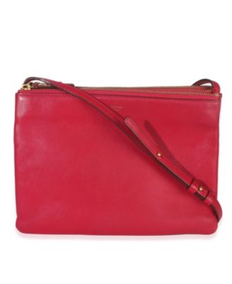 Большое трио через плечо из овечьей кожи Celine Fuschia, бывшее в употреблении, розовое