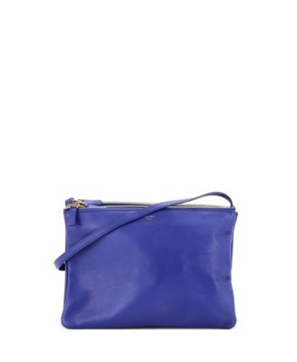 Бывшая в употреблении сумка Celine Small Trio Crossbody из кожи синего цвета