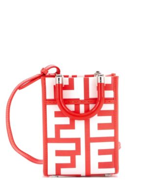 Бывшая в употреблении сумка-шоппер Fendi Mini x Marc Jacobs Sunshine из красной кожи с принтом
