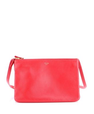 Бывшая в употреблении сумка Celine Small Trio через плечо из красной кожи