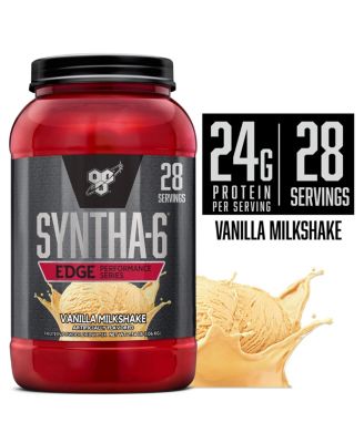 Протеиновый порошок BSN SYNTHA-6 Edge, содержащий гидролизованную сыворотку, мицеллярный казеин, изолят молочного белка, С низким содержанием сахара, 24 г белка, Ванильный молочный коктейль, 28 порций, без красителя.