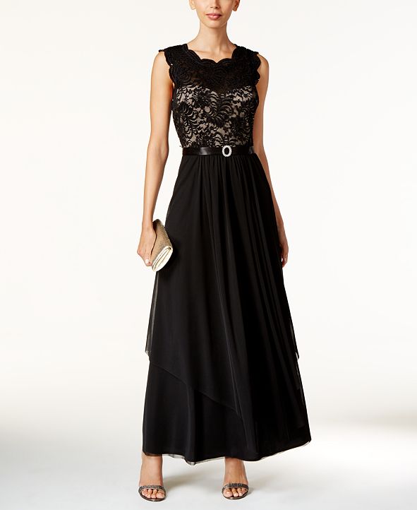 lace and chiffon gown