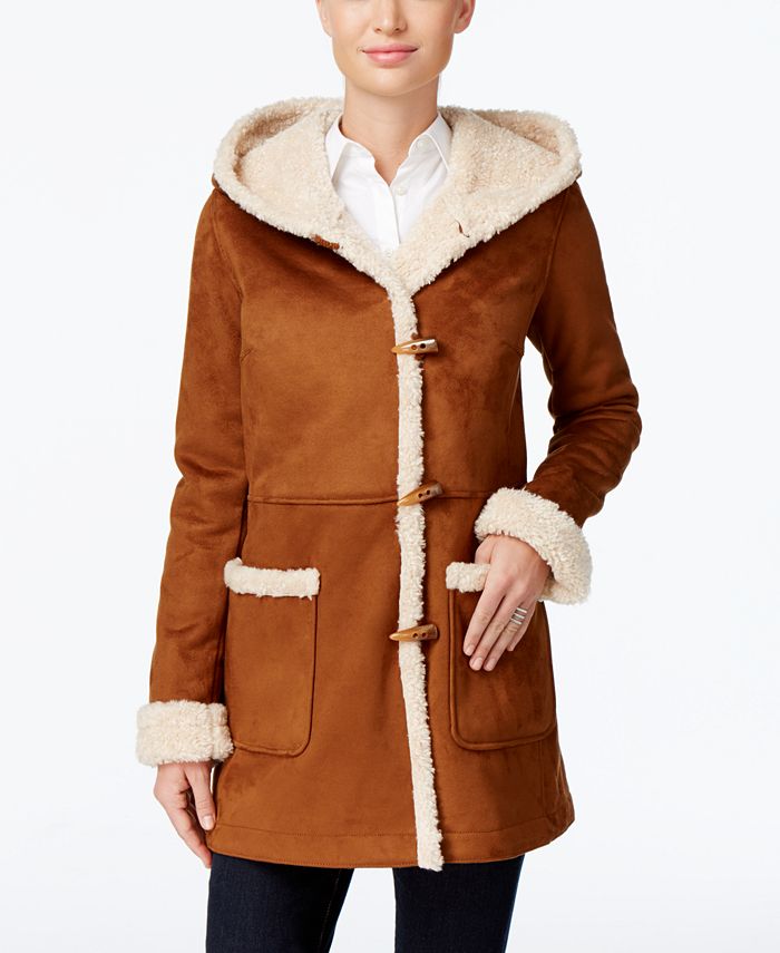 Jones New York Hooded FauxShearling Toggle Coat & Reviews Coats