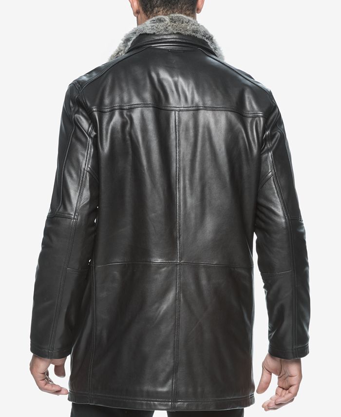 Marc New York Men's Middlebury Leather Coat with Fur Collar & Reviews