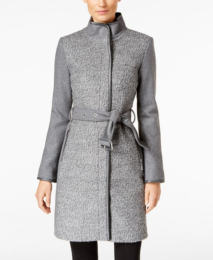 Vince Camuto FauxLeatherTrim Bouclé Coat & Reviews Coats Women