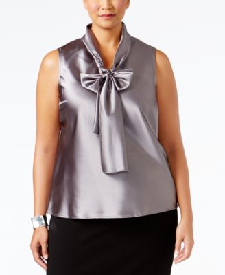 macys tie neck blouse