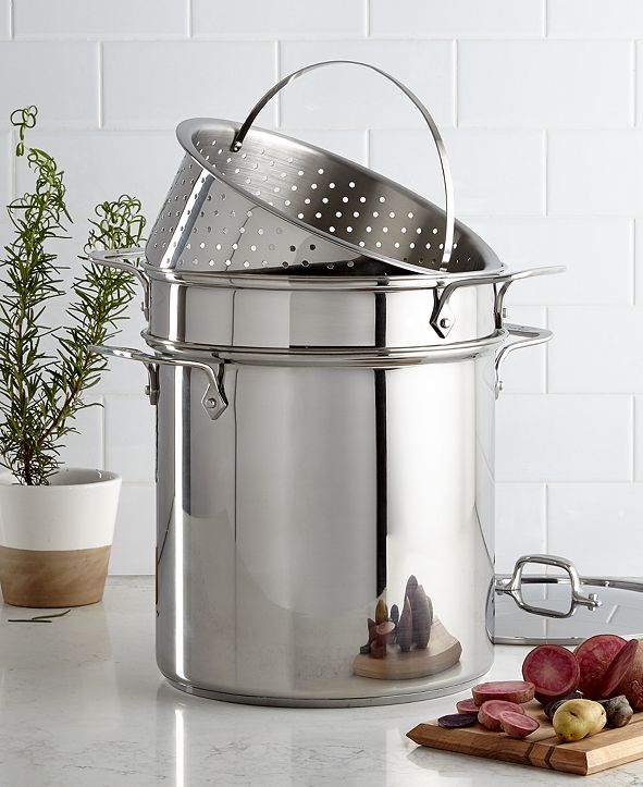 AllClad Stainless Steel 12 Qt. Covered Multi Pot with Pasta & Steamer