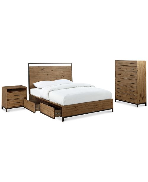 Furniture Gatlin Storage Queen Platform Bedroom Furniture 3 Pc Set Queen Bed Chest Nightstand Created For Macy S Reviews Furniture Macy S