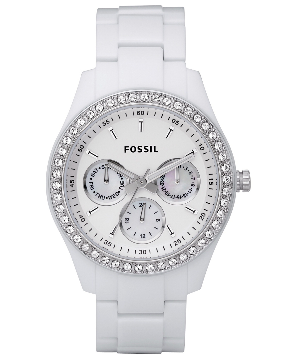 Fossil Watch, Womens Stella White Resin Bracelet 37mm ES1967