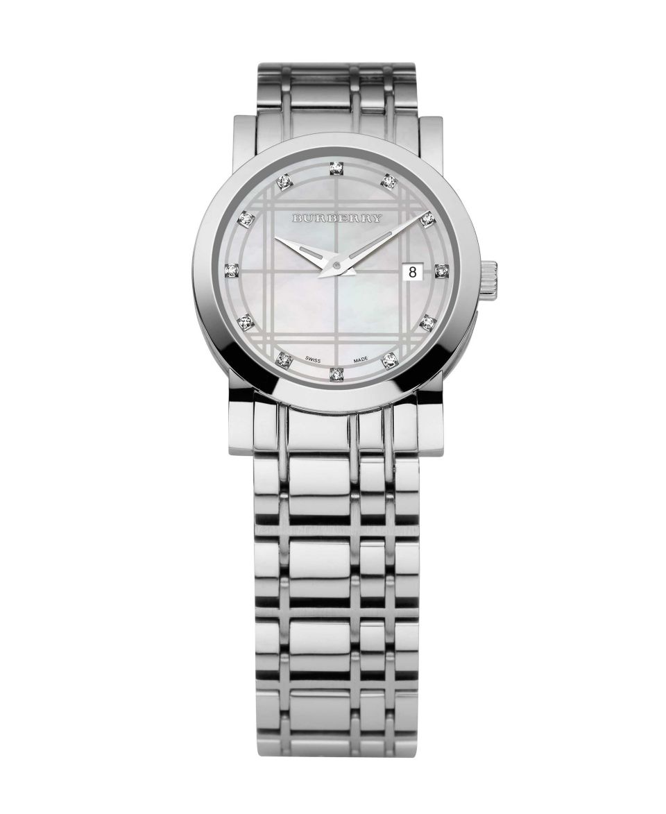 Burberry Watch, Womens Swiss Diamond Accent Stainless Steel Bracelet