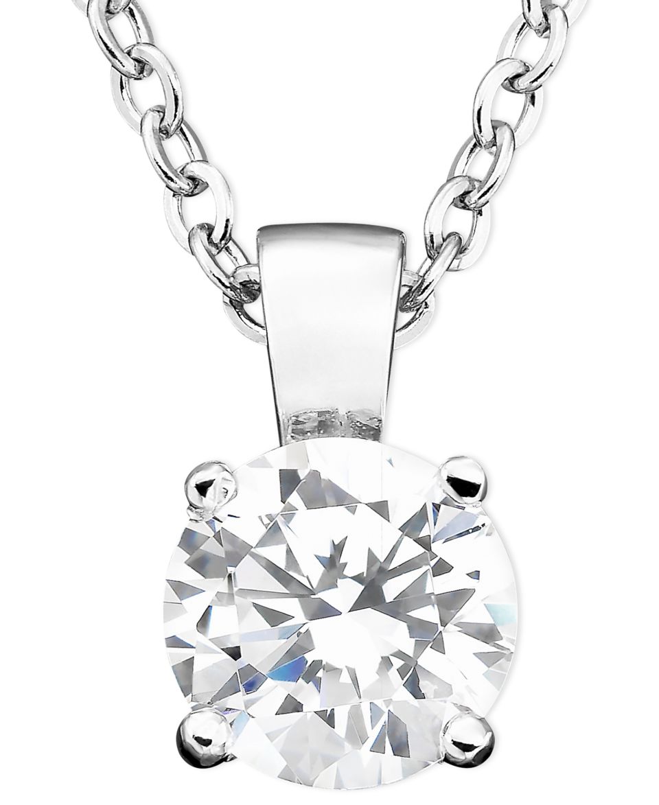 CRISLU Necklace, Platinum over Sterling Silver Cubic Zirconia Pendant