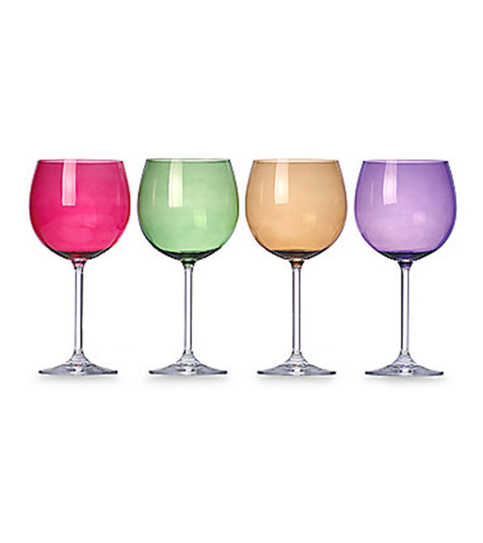 Mikasa Glassware, Set of 4 Cheers Colors Balloon Wine Glasses on PopScreen