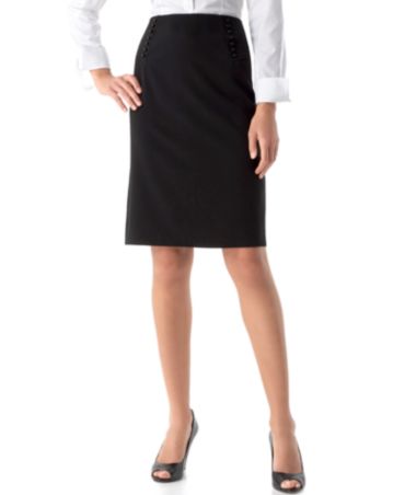 AGB Petite Pencil Skirt, Button Detail Flounced - Skirts - Women - Macy's