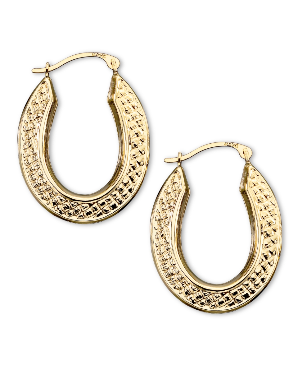 10k Gold Hoop Earrings, Oval Quilt   Earrings   Jewelry & Watches