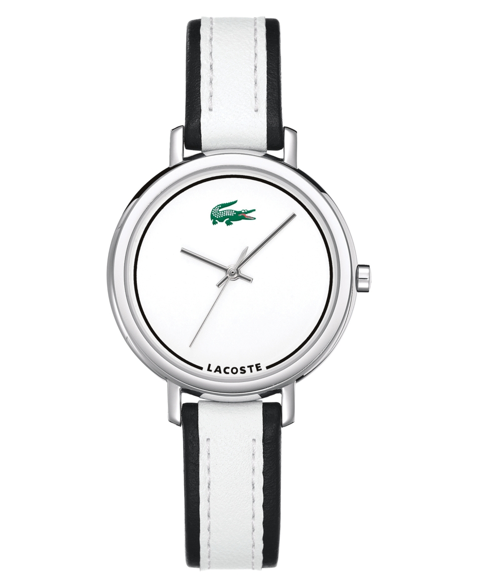 Lacoste Watch, Womens Black and White Leather Strap 2000501