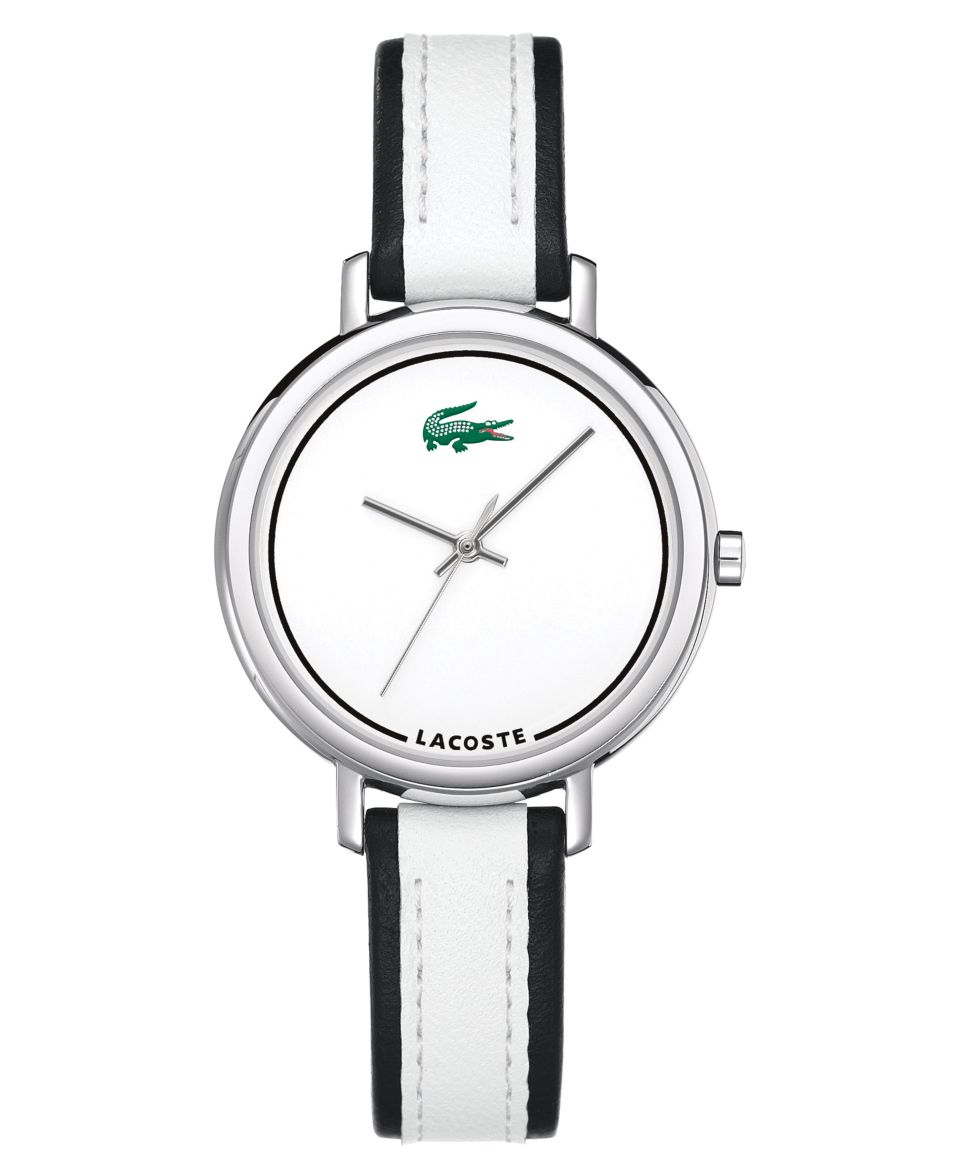 Lacoste Watch, Womens Black and White Leather Strap 2000501   Watches   Jewelry & Watches