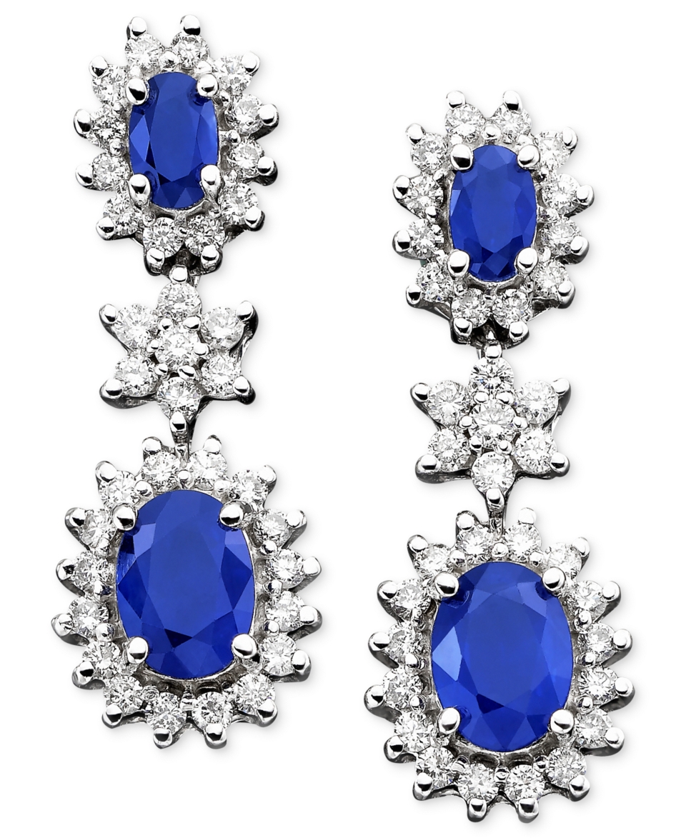 Royalty Inspired by Effy Collection 14k White Gold Earrings, Sapphire