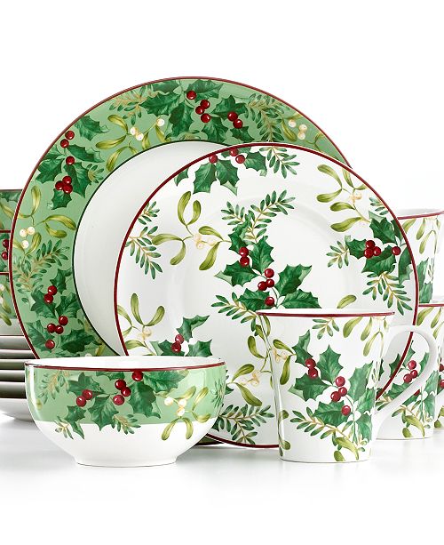 222 Fifth Christmas Foliage 16 Pc Set Service For 4 Reviews Home Macy S
