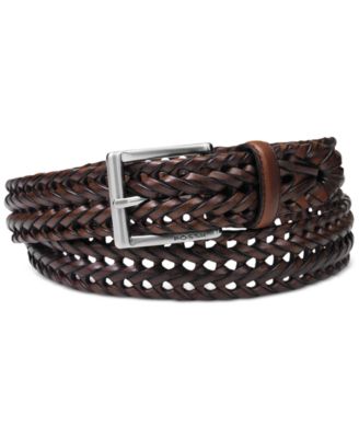 fossil braided leather belt