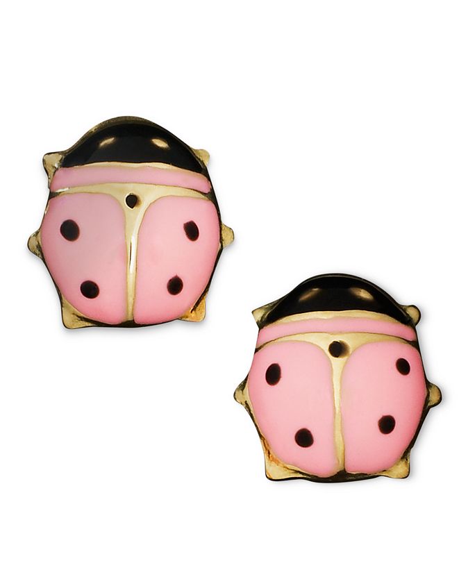 Macy's Children's 14k Gold Earrings, Pink Ladybug Studs & Reviews