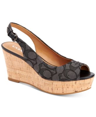 coach ferry signature platform wedge sandal