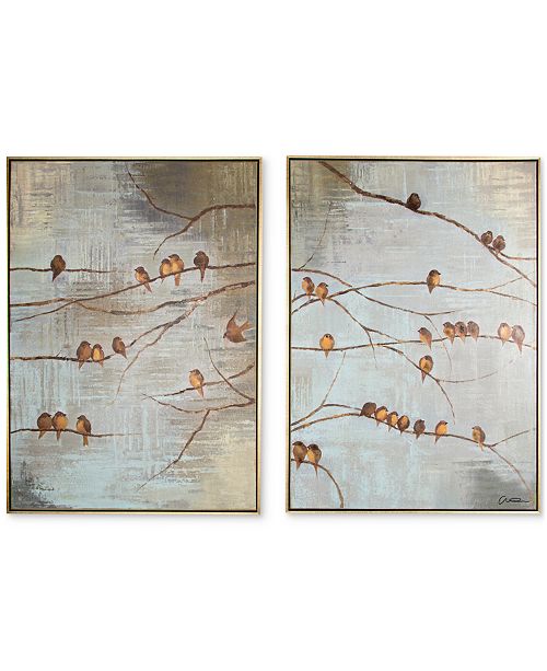 Graham Brown Flock Of Birds Handpainted Framed Canvas Wall Art Set Of 2 Reviews Wall Art Macy S